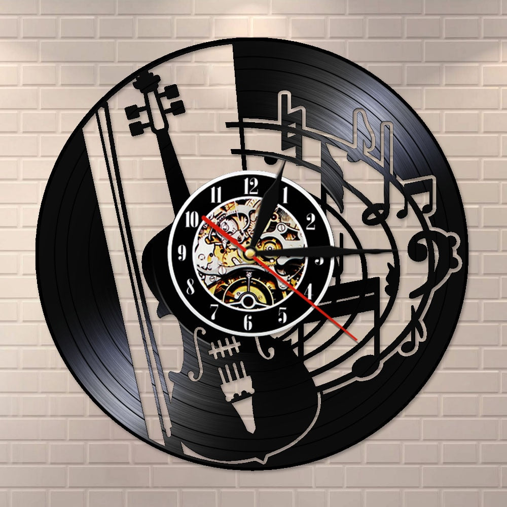 Vintage Music Notes Violin Wall Clock