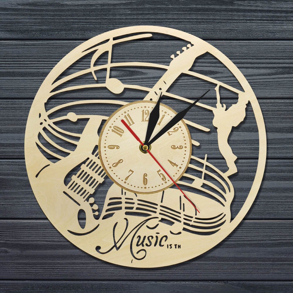 Guitarist Wooden Wall Clock