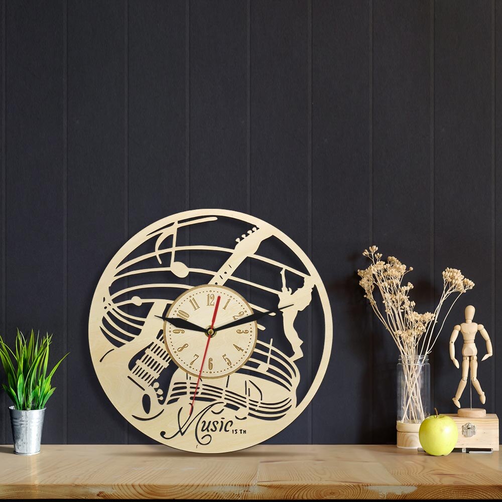 Guitarist Wooden Wall Clock