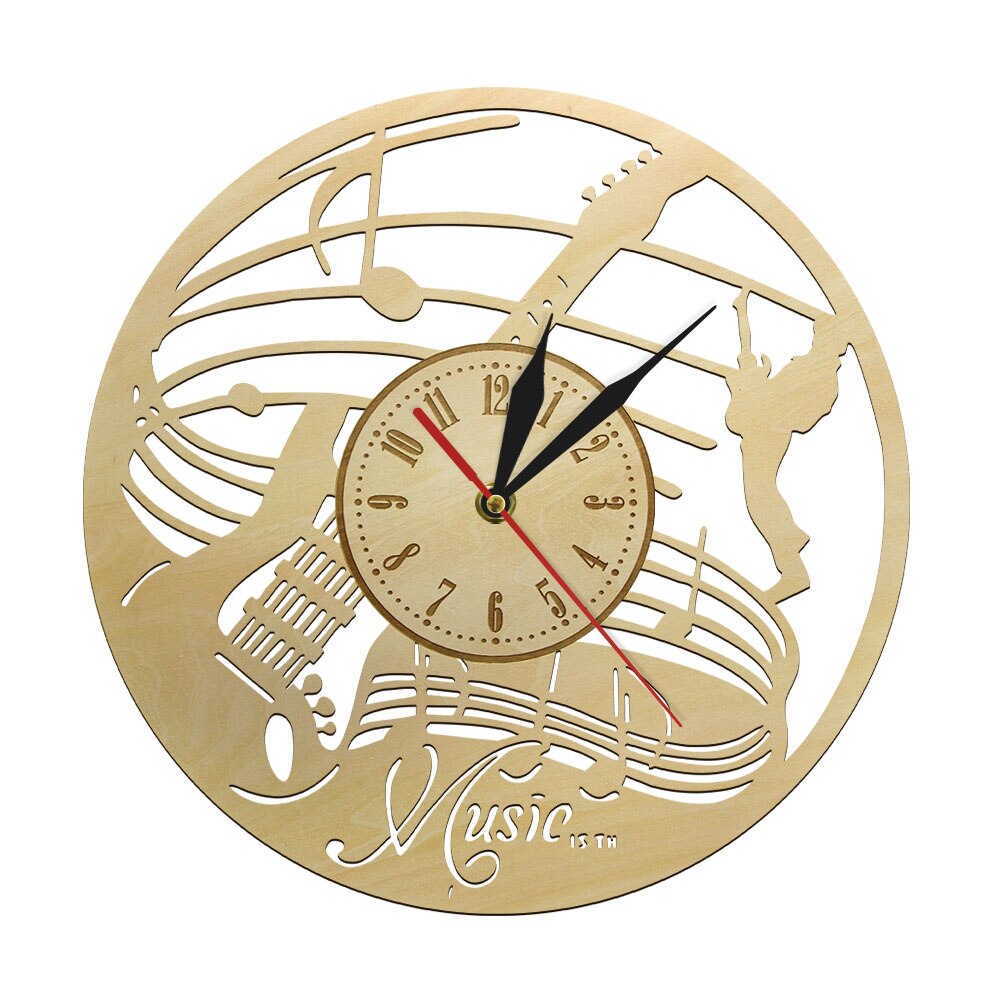 Guitarist Wooden Wall Clock