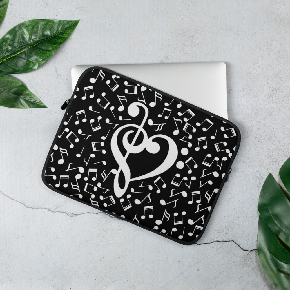 Musical Notes Heart Laptop Sleeve