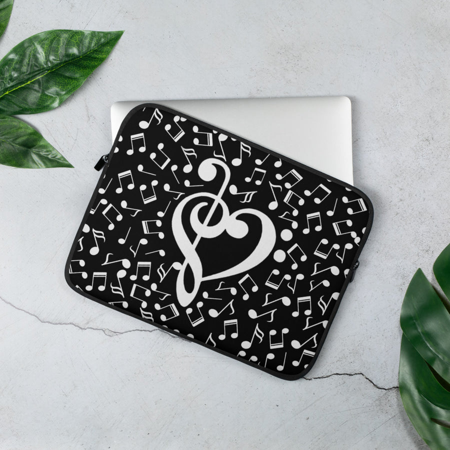 Musical Notes Heart Laptop Sleeve