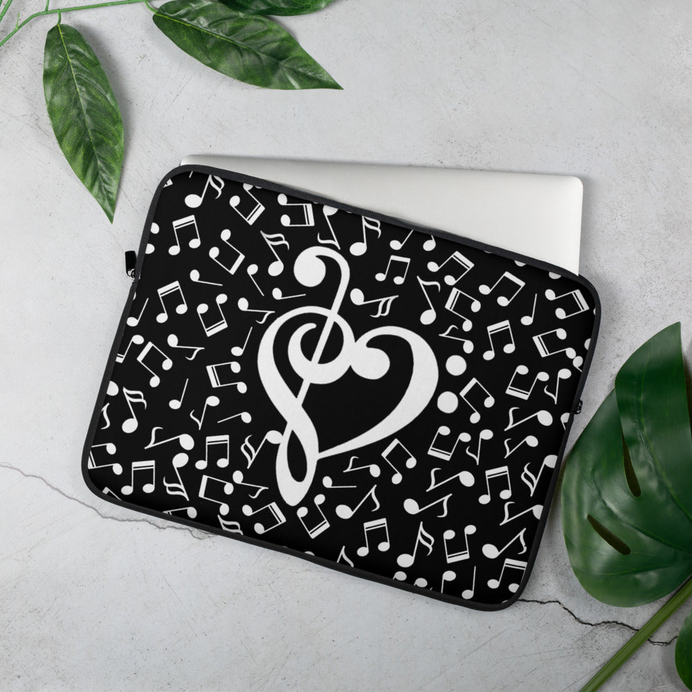 Musical Notes Heart Laptop Sleeve