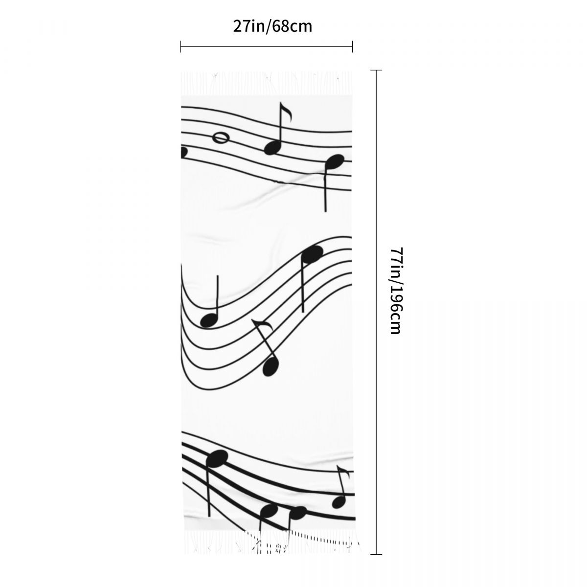 Simple Music Notes Tassel Scarf