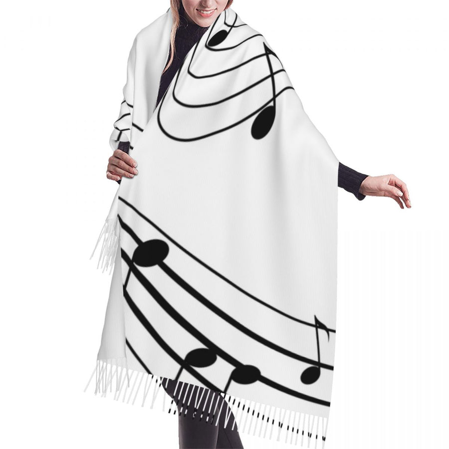 Simple Music Notes Tassel Scarf