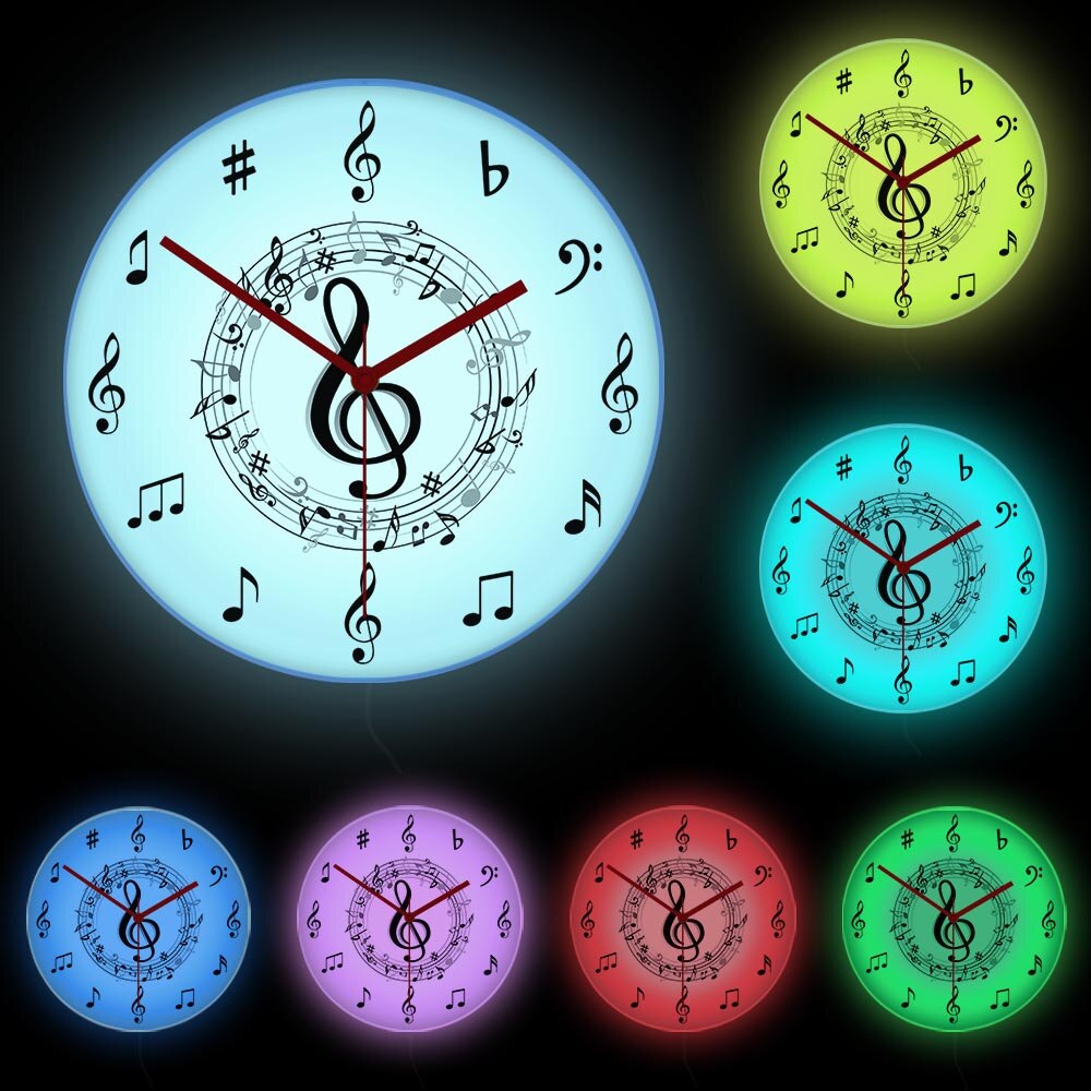 Music Note Luminous Wall Clock
