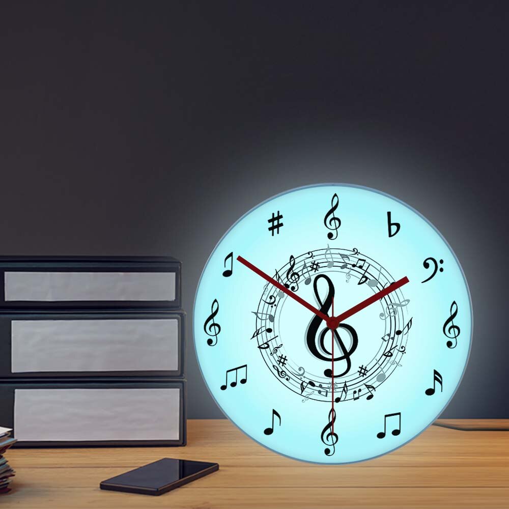 Music Note Luminous Wall Clock