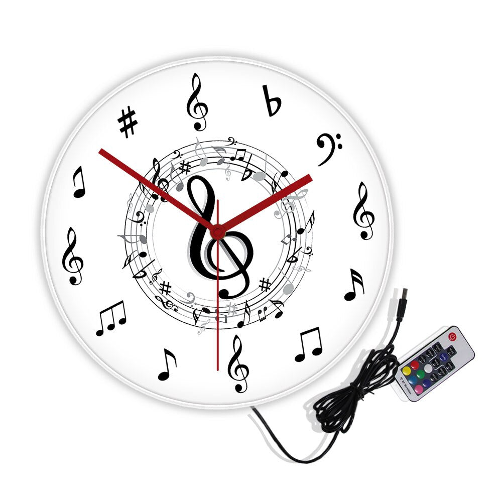 Music Note Luminous Wall Clock