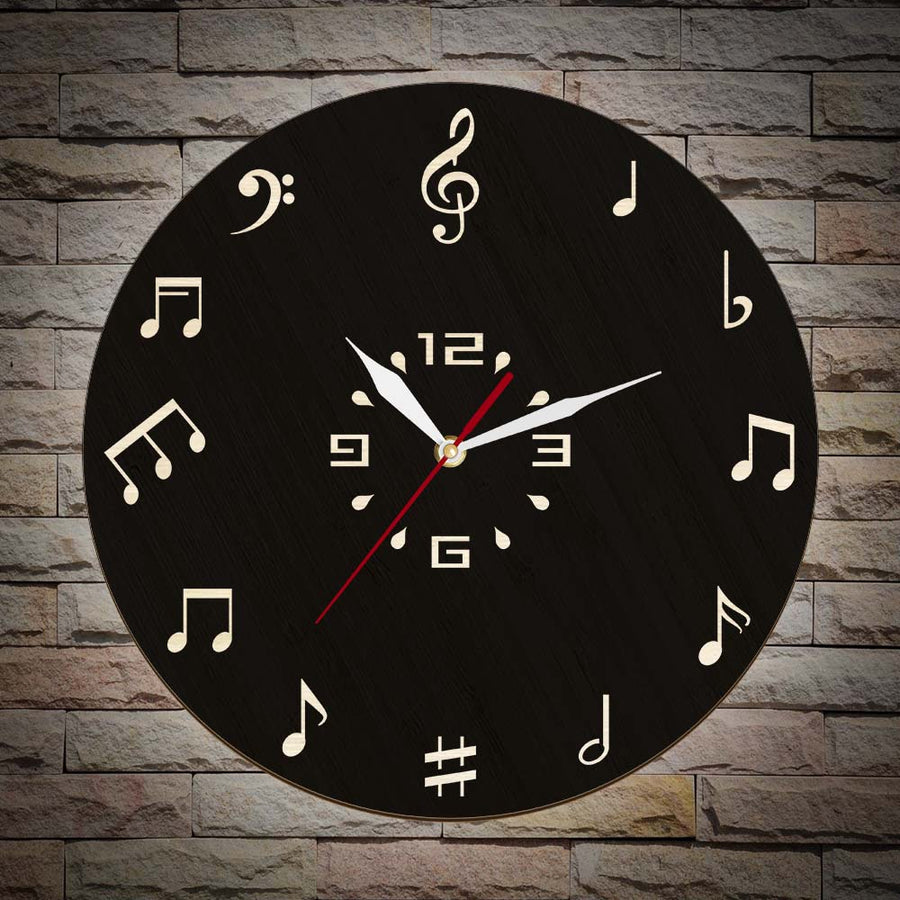 Music Notes Minimalist Wall Clock