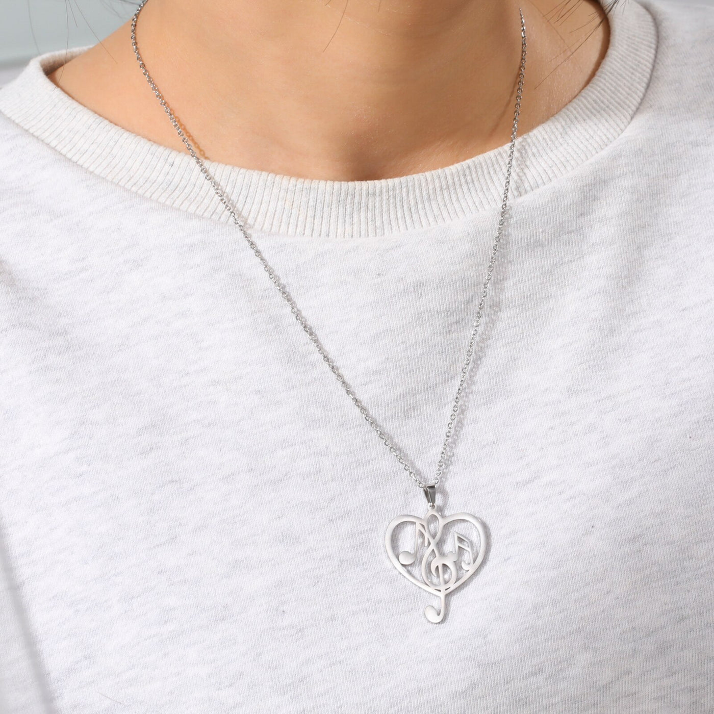 Elegant Music Note Heart Necklace