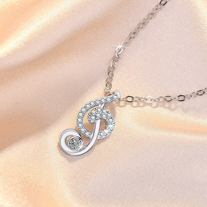 Zircon Music Note Pendant Necklace