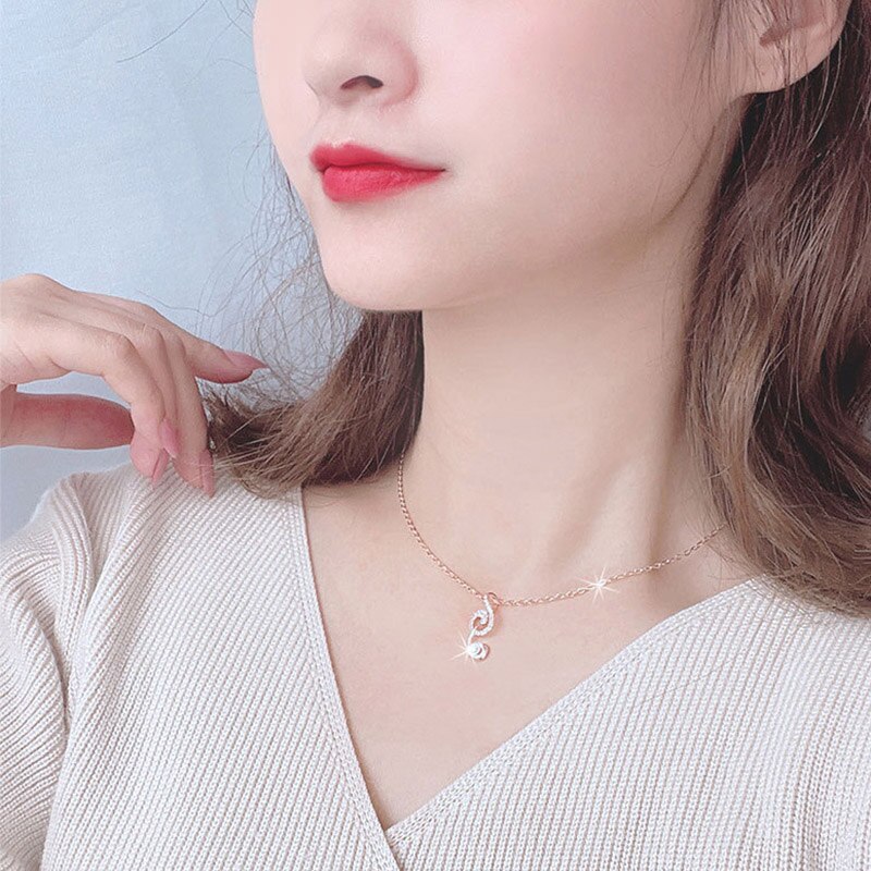 Zircon Music Note Pendant Necklace