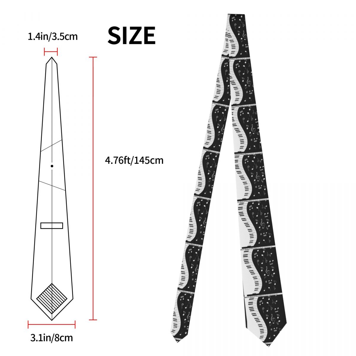 Music Note And Piano Key Tie