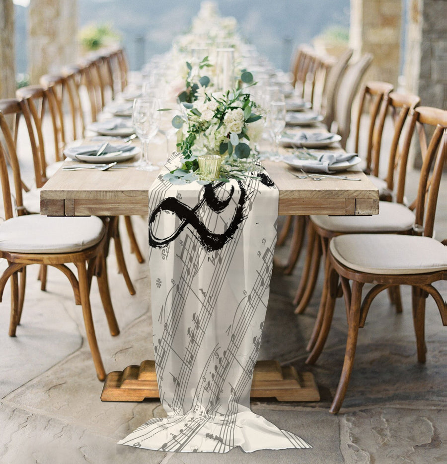 Music Vintage Chiffon Table Runner