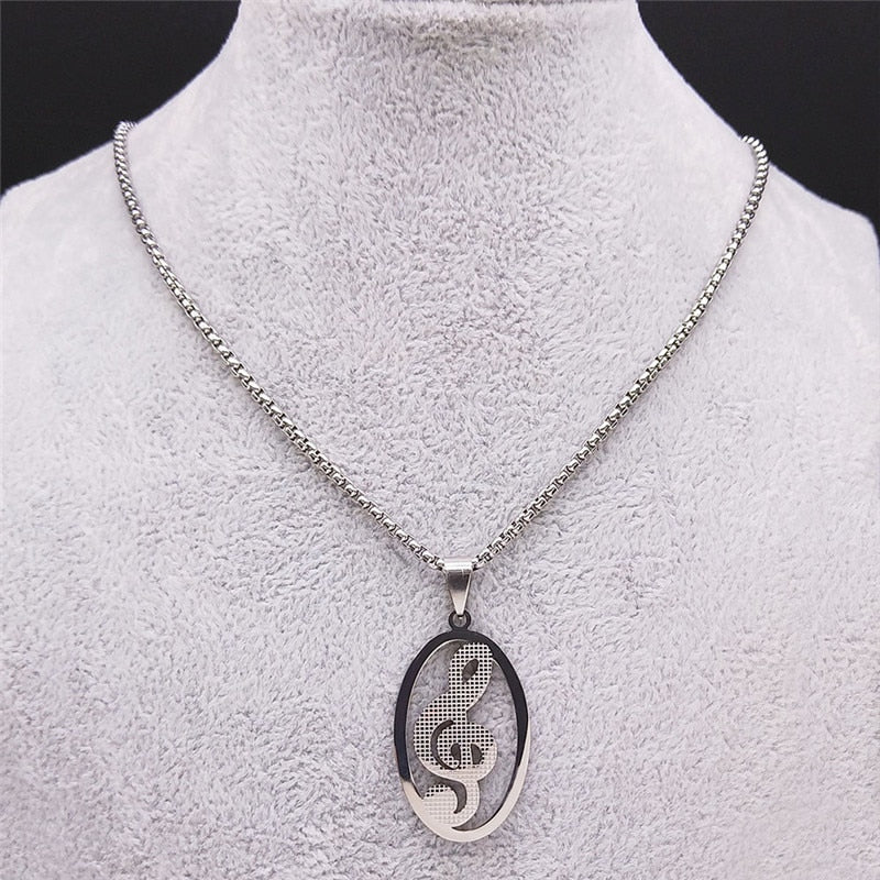 Silver Treble Clef Necklace