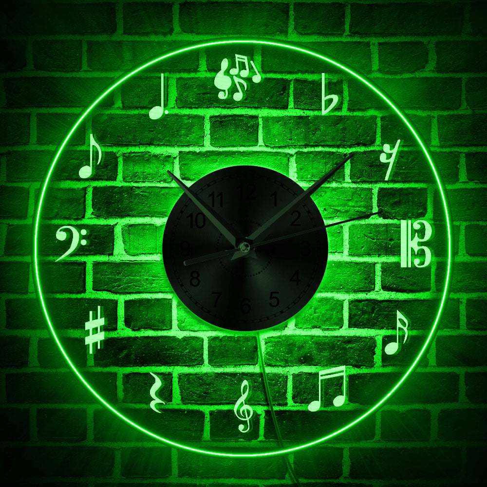 Music Notes LED Wall Clock