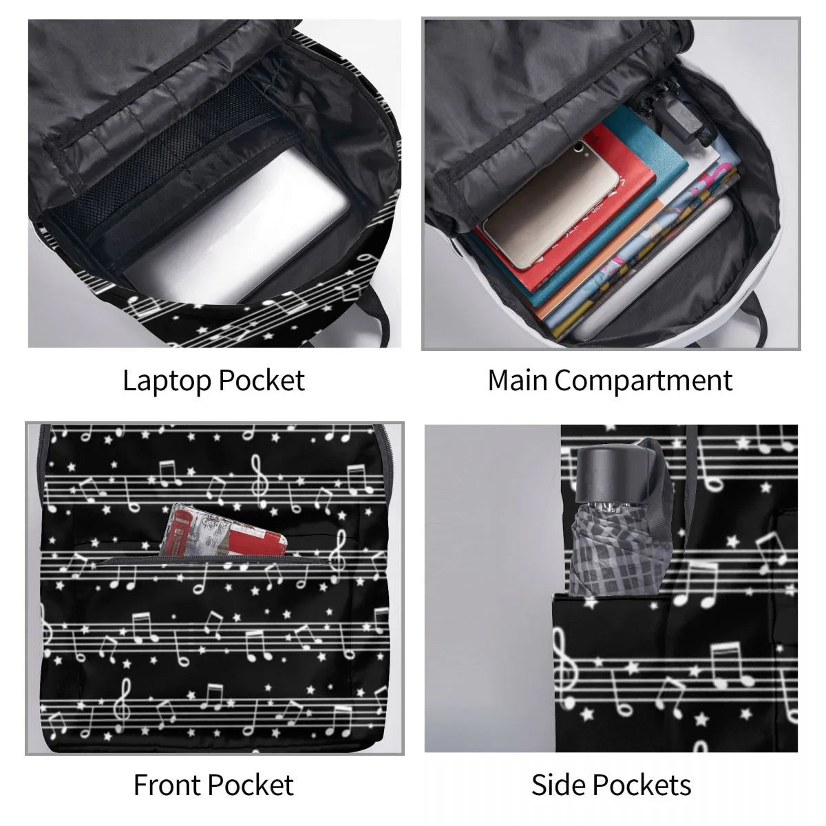 Music Note Monochrome Backpack