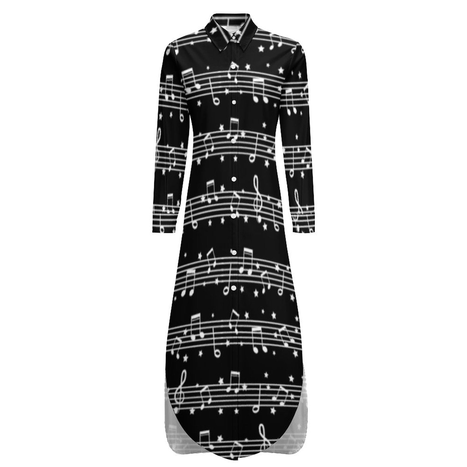 Music Note Chiffon Shirt Dress