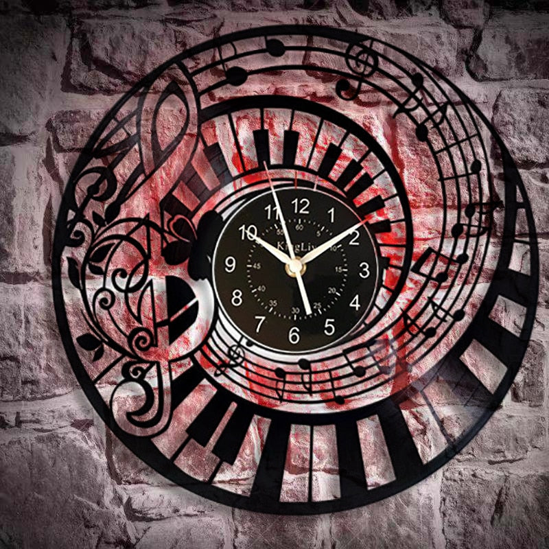 Piano Keys Treble Clef Wall Clock