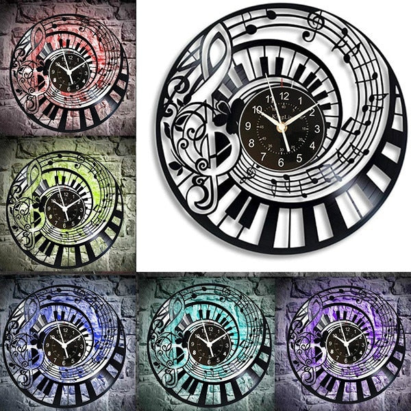 Piano Keys Treble Clef Wall Clock