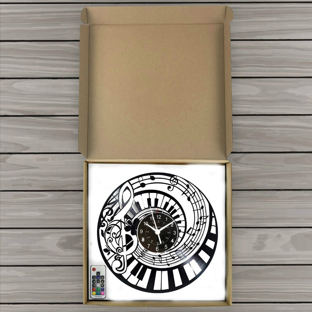 Piano Keys Treble Clef Wall Clock