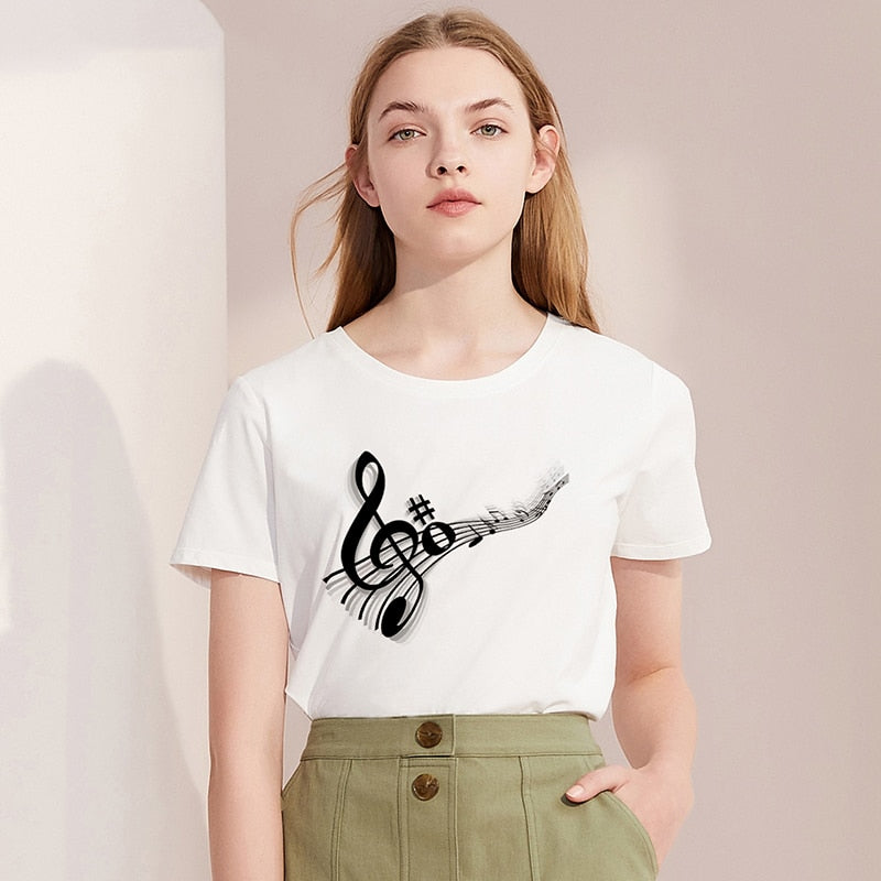 Music Notes White T-shirt