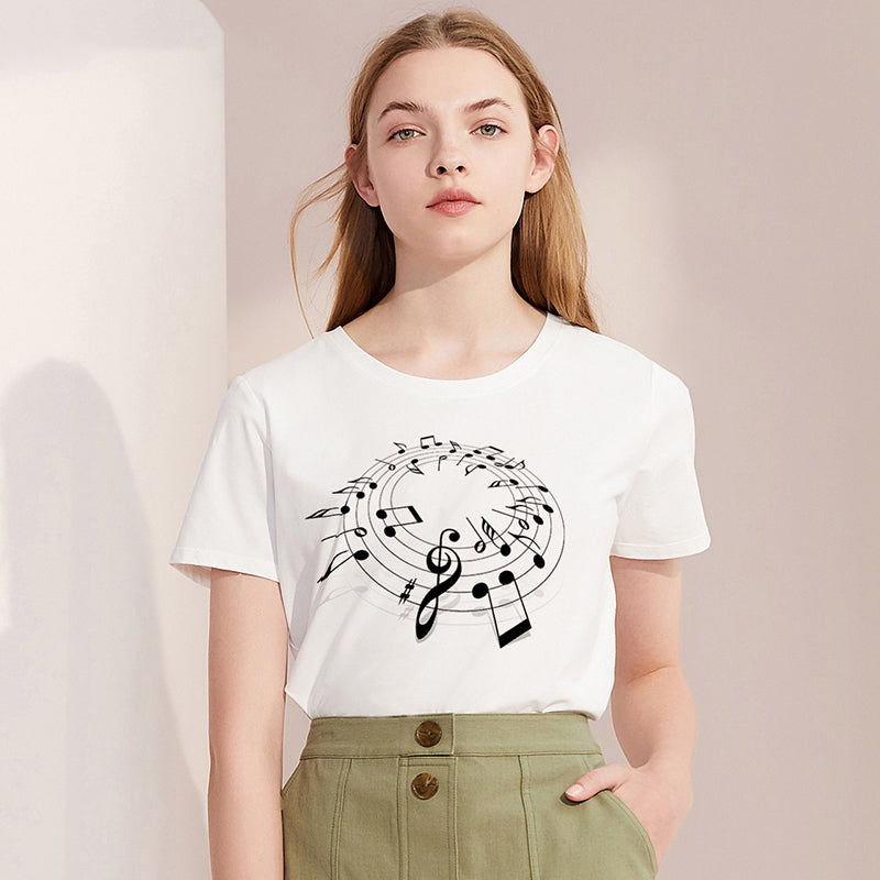 Music Notes White T-shirt