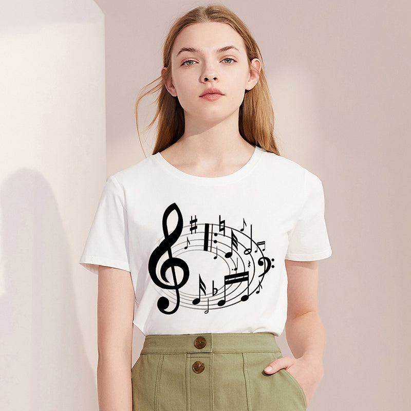 Music Notes White T-shirt