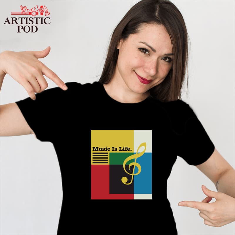 Music Is Life Color Cube T-shirt
