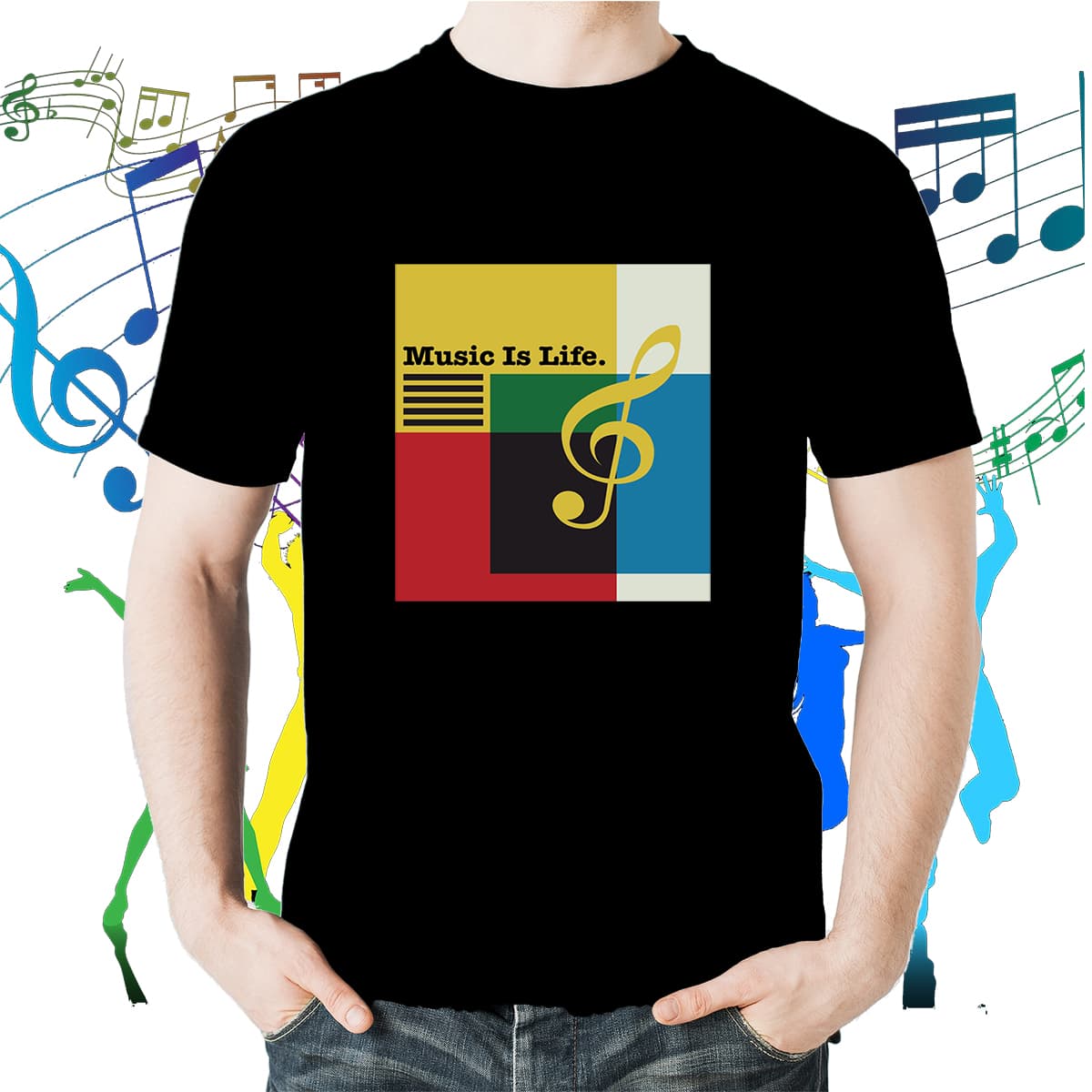 Music Is Life Color Cube T-shirt
