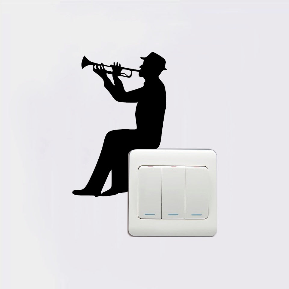 Man Trumpet Light Switch Sticker