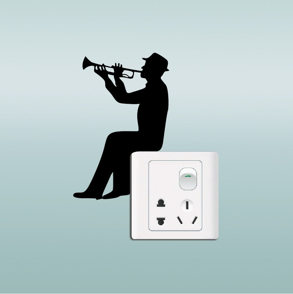 Man Trumpet Light Switch Sticker