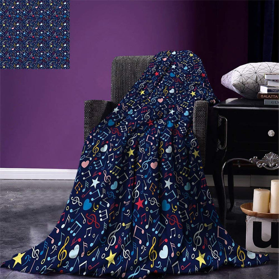 Music Note Navy Blue Blanket