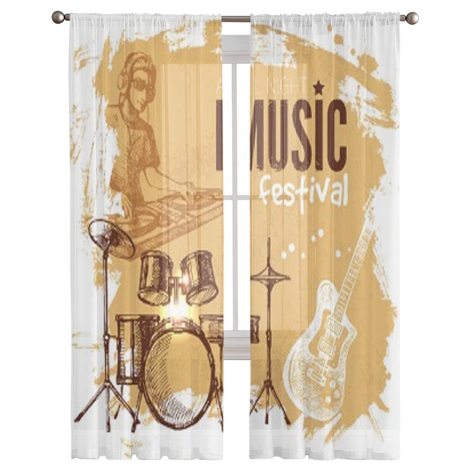 Music Vintage Background Curtains