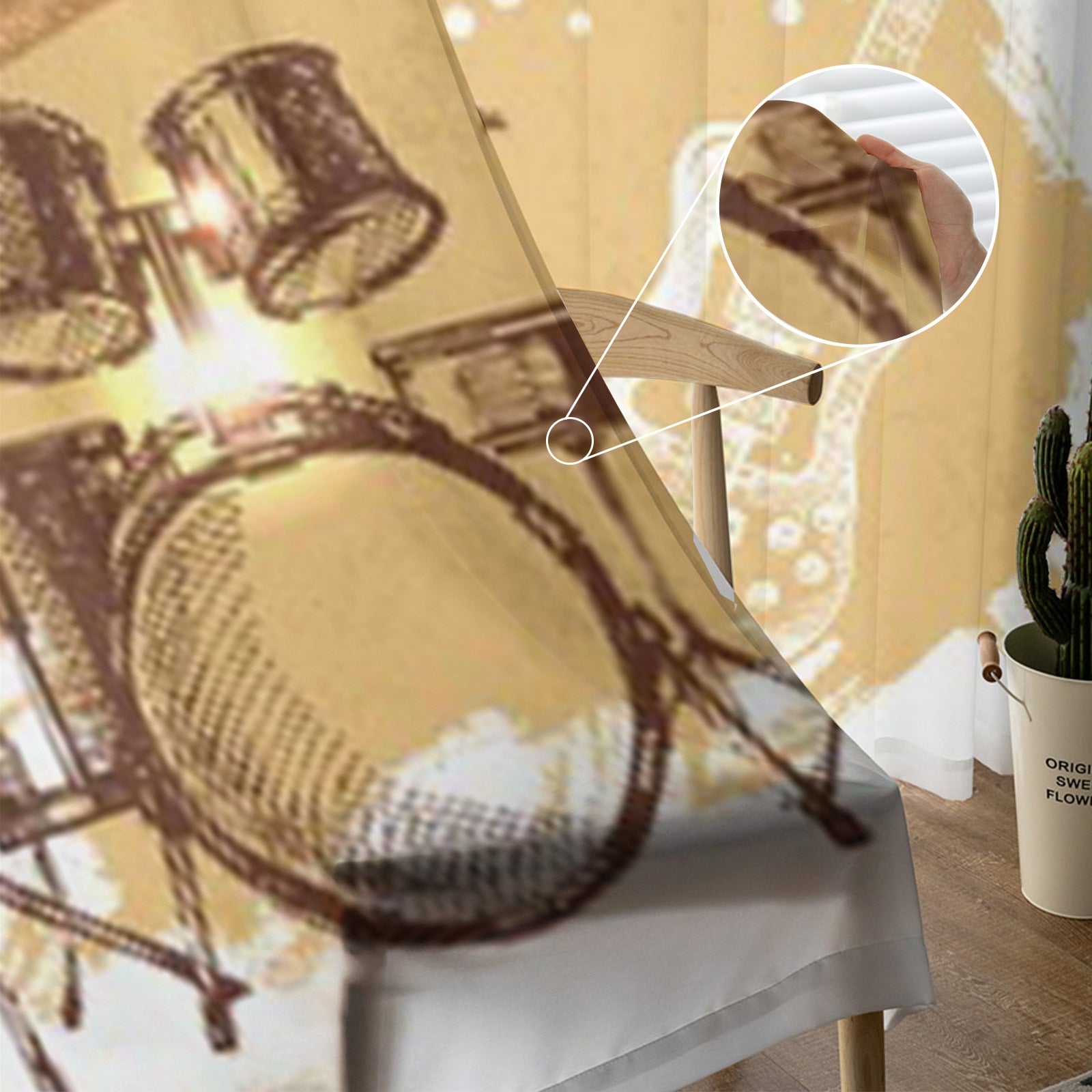 Music Vintage Background Curtains