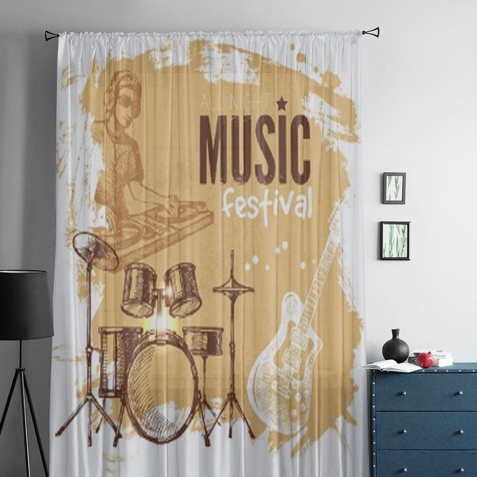 Music Vintage Background Curtains