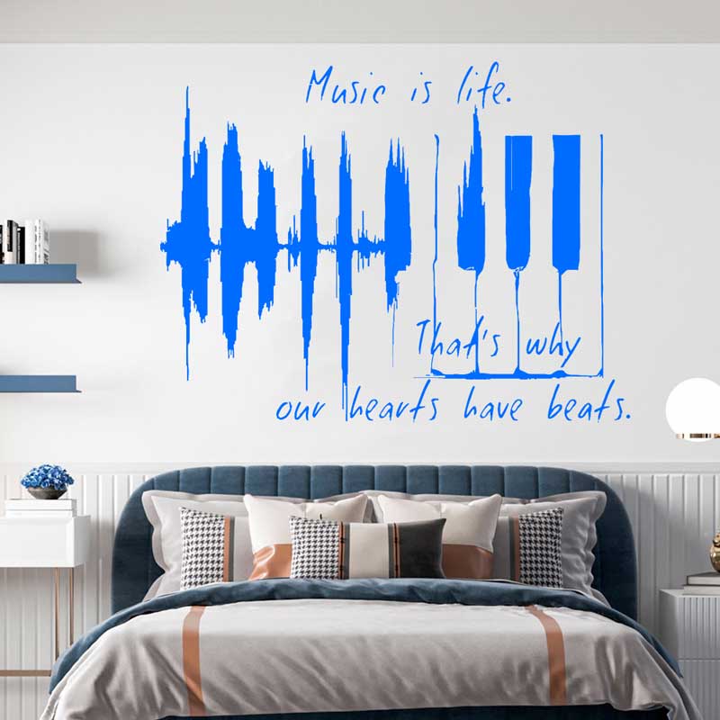 Music is Life Piano Keys Wall Sticker