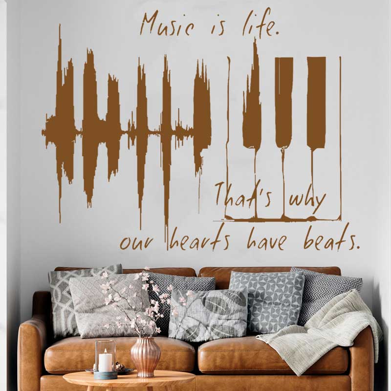 Music is Life Piano Keys Wall Sticker