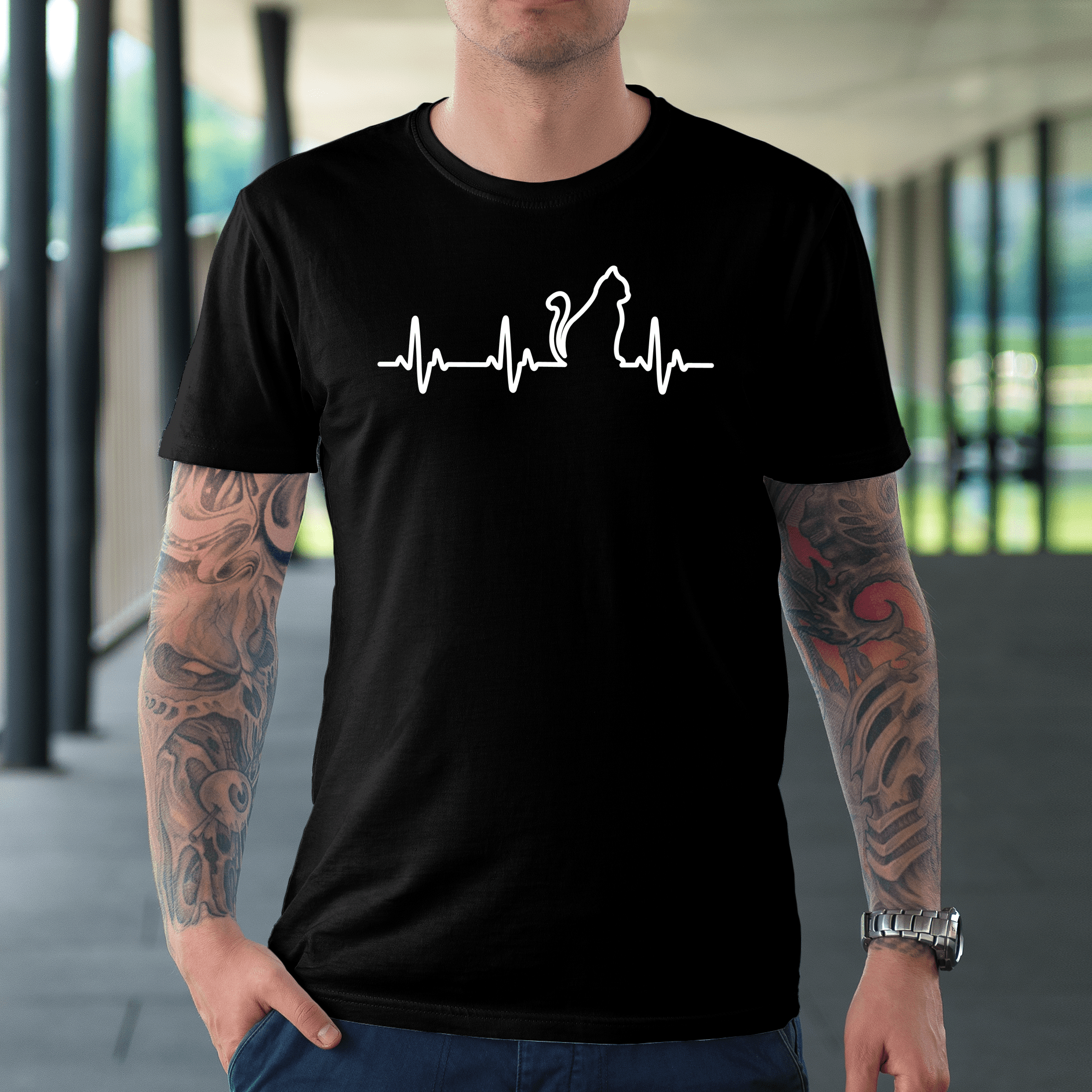 Music Heart Beat Cat T-shirt