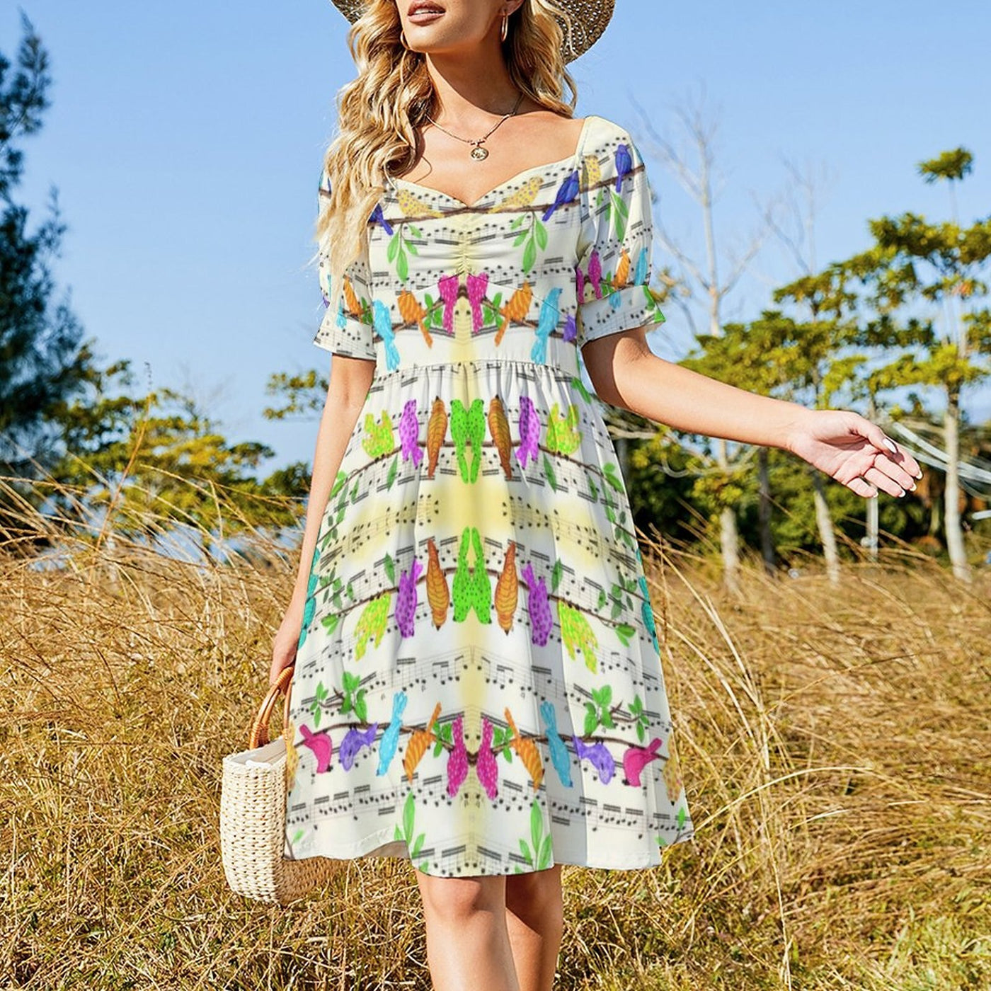 Musical Note Bird Casual Dress