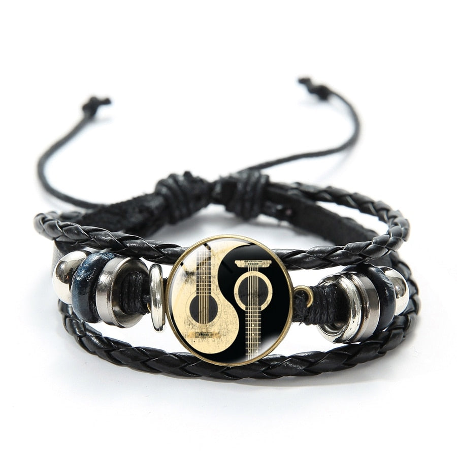 Music Guitar Glass Dome Bracelet