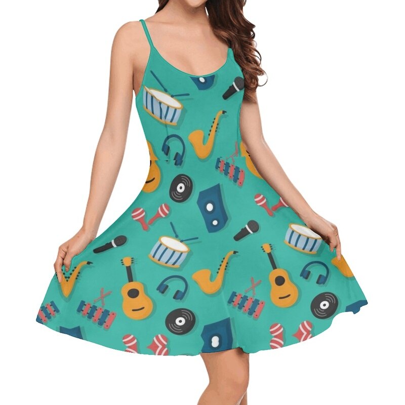 Music Instruments Sleeveless Dress