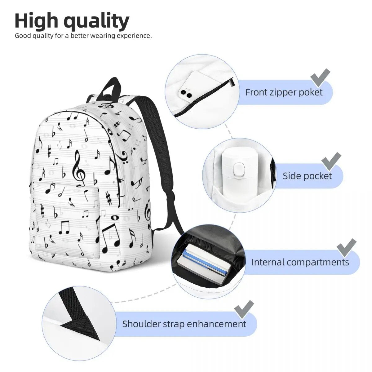 Mixed Music Note Backpack