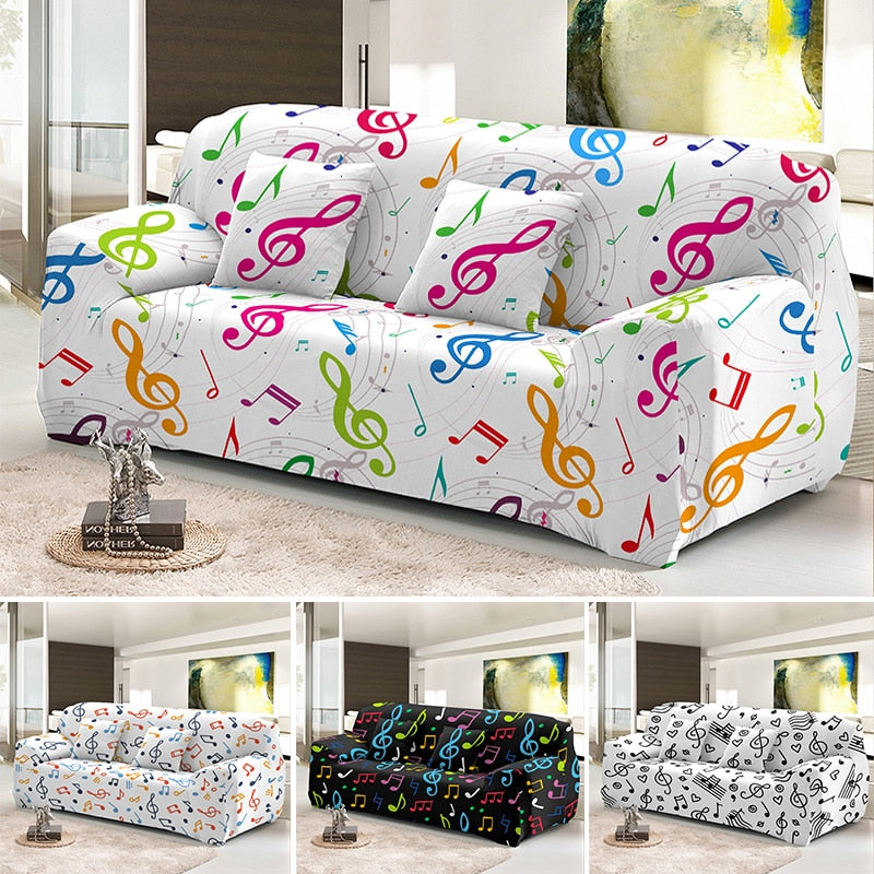 Musical Notes Elastic Corner Sofa Cover