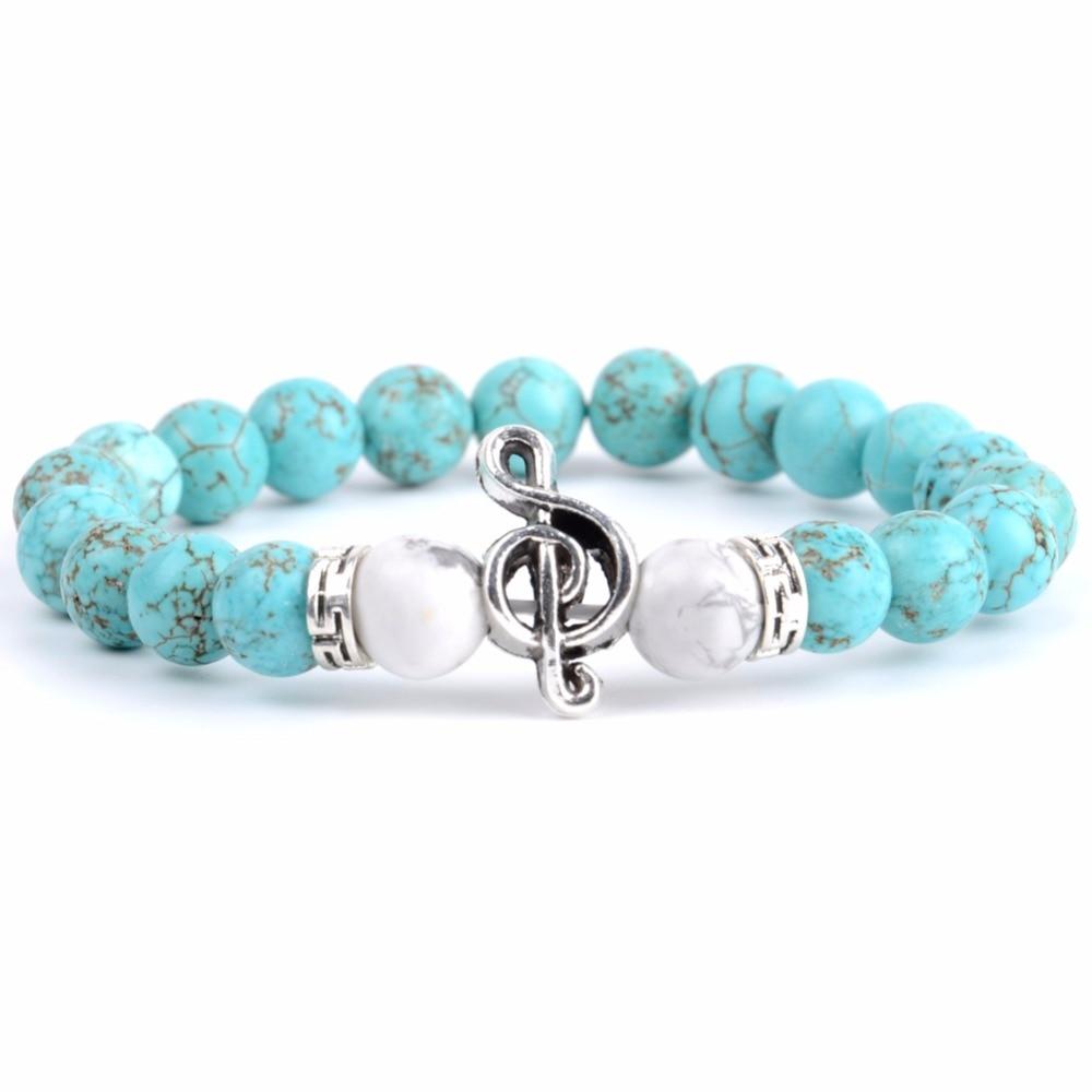 Treble Clef Gemstone Beads Bracelet