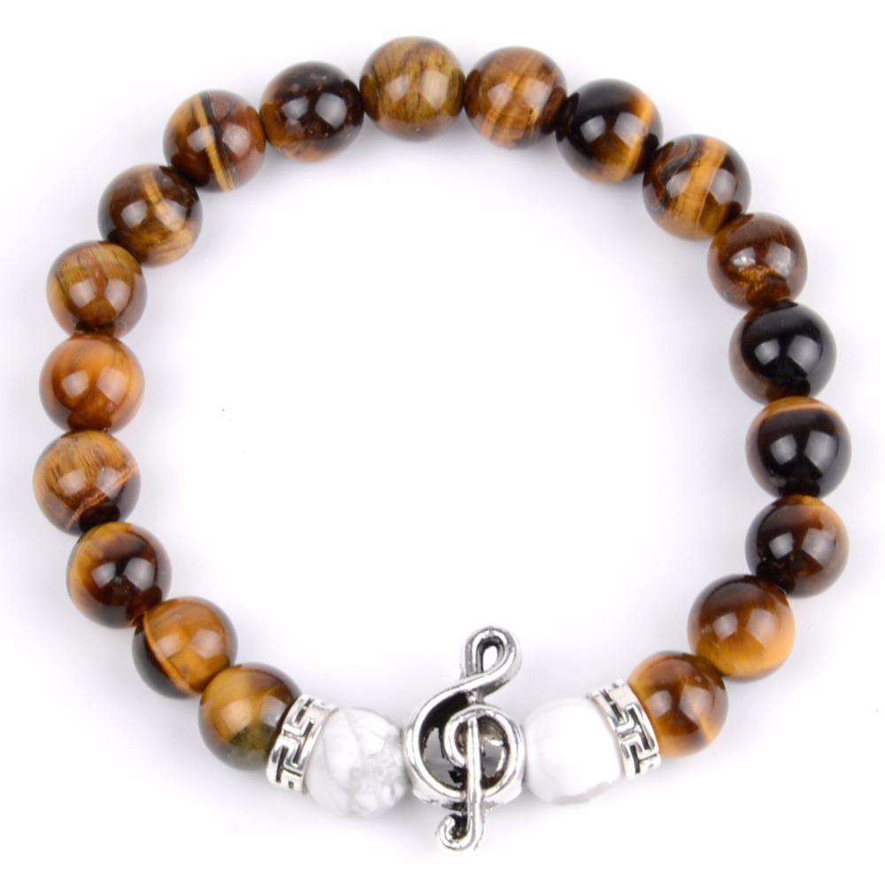 Treble Clef Gemstone Beads Bracelet