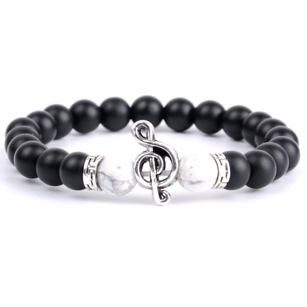 Treble Clef Gemstone Beads Bracelet