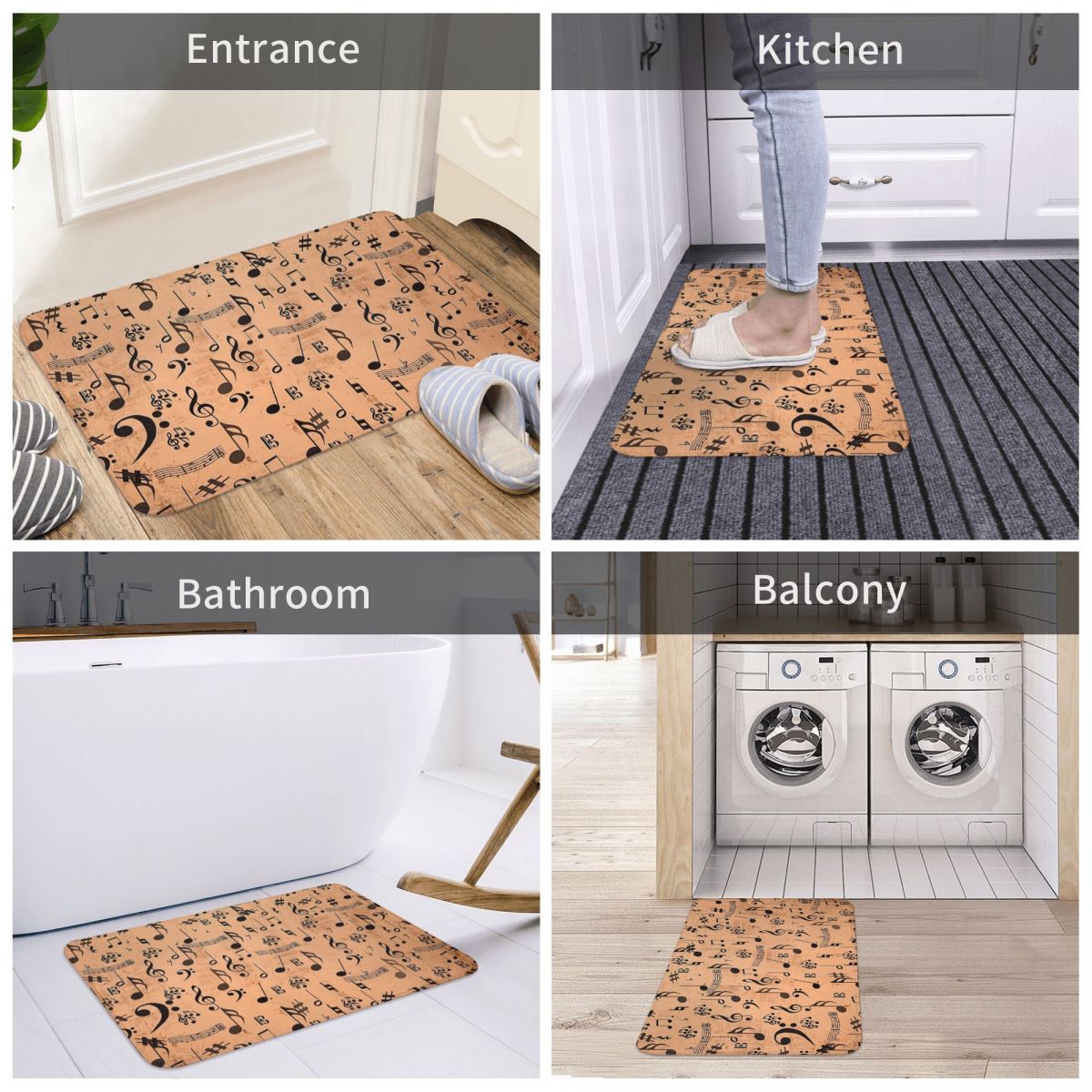 Vintage Musical Notes Doormat - Artistic Pod