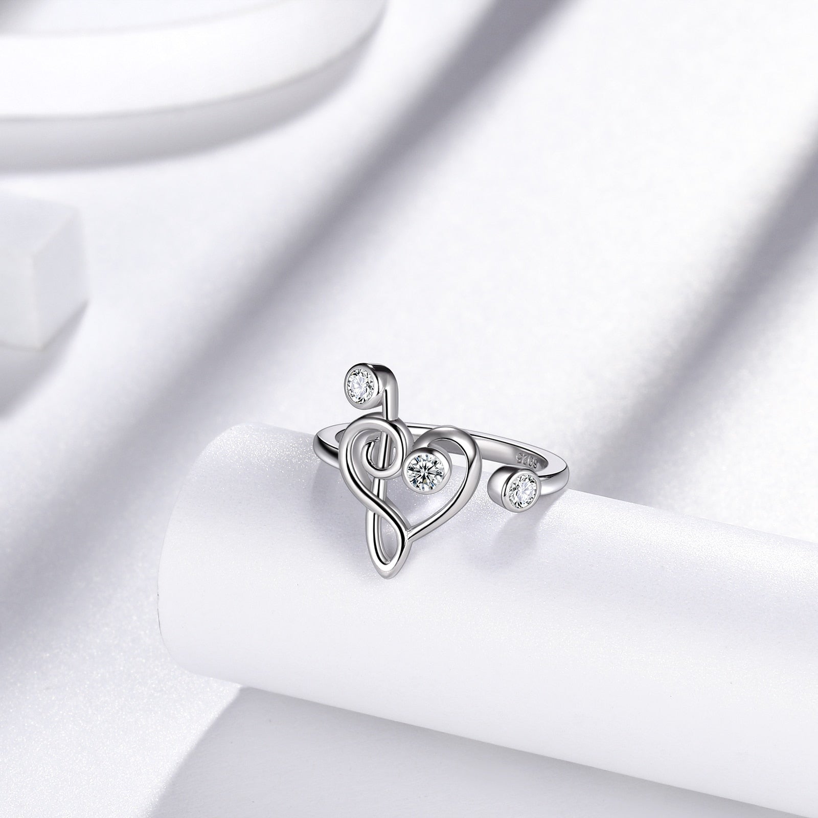 Sparkling Adjustable Music Heart Ring