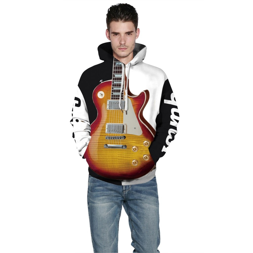 Guitar Bass Print Hoodie